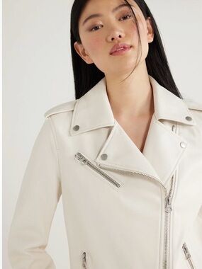 Scoop faux leather Moto Jacket with Silver Hardware. Medium.